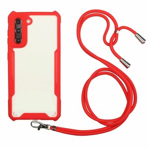 Handykette fr Samsung Galaxy S21 - Smartphone Necklace Hlle mit Band - Schnur mit Case zum umhngen in Rot