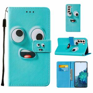 Samsung Galaxy S21 Plus Tasche Handy Hlle Schutz-Cover Flip-Case mit Kartenfach Big Eyes Blau