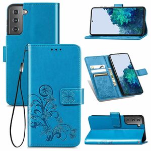 Samsung Galaxy S21 Handy H�lle Schutz-Tasche Cover Flip-Case Kartenfach Blau