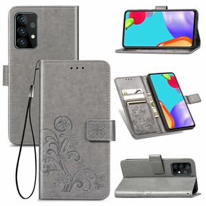 Samsung Galaxy A52 4G / 5G Handy H�lle Schutz-Tasche Cover Flip-Case Kartenfach Grau