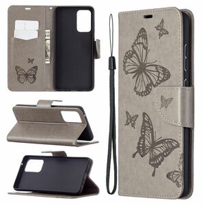 Samsung Galaxy A72 5G Handyh�lle Schutztasche Case Cover Schmetterling Grau