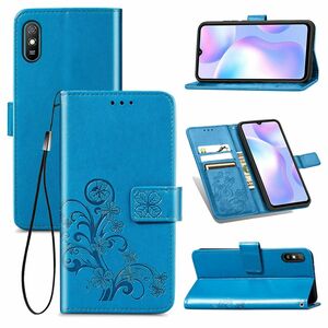 Xiaomi Redmi 9A Handy H�lle Schutz Tasche Cover Flip Case Kartenfach Blau