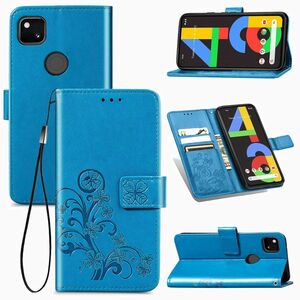 Google Pixel 4A Handy H�lle Schutz Tasche Cover Flip Case Kartenfach Blau