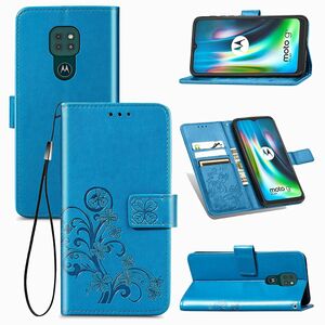 Motorola Moto G9 Play Handy Hlle Schutz Tasche Cover Flip Case Kartenfach Blau