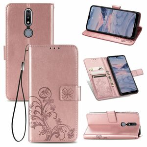 Nokia 2.4 Handy H�lle Schutz Tasche Cover Flip Case Kartenfach Rosa