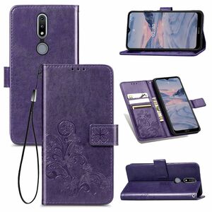 Nokia 2.4 Handy H�lle Schutz Tasche Cover Flip Case Kartenfach Violett