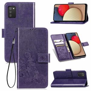 Samsung Galaxy A02s Handy Hlle Schutz Tasche Cover Flip Case Kartenfach Violett