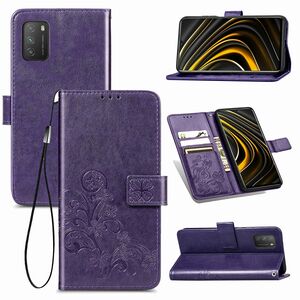 Xiaomi Poco M3 Handy Hlle Schutz Tasche Cover Flip Case Kartenfach Violett