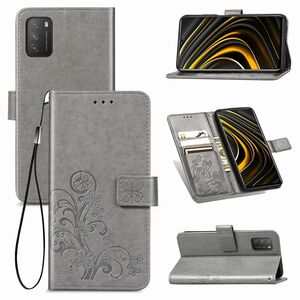 Xiaomi Poco M3 Handy Hlle Schutz Tasche Cover Flip Case Kartenfach Grau