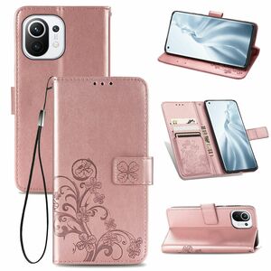 Xiaomi Mi 11 Handy H�lle Schutz Tasche Cover Flip Case Kartenfach Rosa