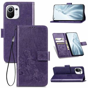 Xiaomi Mi 11 Handy H�lle Schutz Tasche Cover Flip Case Kartenfach Violett