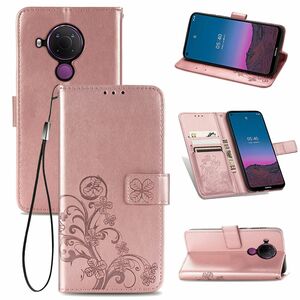 Nokia 5.4 Handy H�lle Schutz Tasche Cover Flip Case Kartenfach Rosa