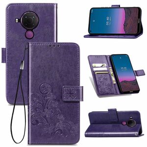 Nokia 5.4 Handy H�lle Schutz Tasche Cover Flip Case Kartenfach Violett