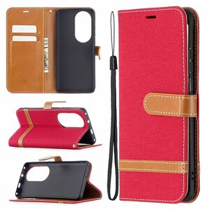 Handyh�lle f�r Huawei P50 Pro Schutztasche Wallet Cover 360 Case Etuis Rot