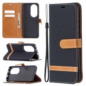 Handyhlle fr Huawei P50 Pro Schutztasche Wallet Cover 360 Case Etuis Schwarz