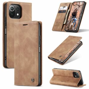 Handyh�lle f�r Xiaomi Mi 11 Lite Schutztasche Wallet Cover 360 Case Etuis Braun