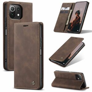 Handyh�lle f�r Xiaomi Mi 11 Lite Schutztasche Wallet Cover 360 Case Etuis Braun