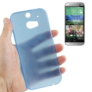 Schutzh�lle Case Ultra D�nn 0,3mm f�r Handy HTC One M8 / M8s Blau Transparent
