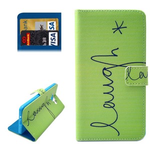 Handyh�lle Tasche f�r Handy Samsung Galaxy A7 Schriftzug Laugh / Lachen Gr�n