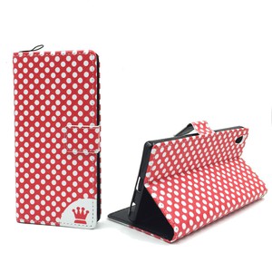 Handyh�lle Tasche f�r Handy Sony Xperia Z5 Polka Dot Rot