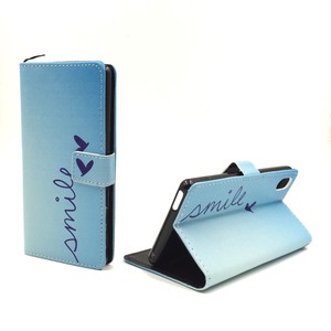 Handyhlle Tasche fr Handy Sony Xperia M4 Aqua Schriftzug Smile Blau