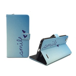 Handyhlle Tasche fr Handy Vodafone Smart Ultra 6 Schriftzug Smile Blau