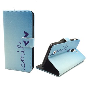 Handyhlle Tasche fr Handy Archos 50c Neon Schriftzug Smile Blau