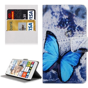 Handyhlle Tasche fr Handy Microsoft Lumia 850 Blauer Schmetterling