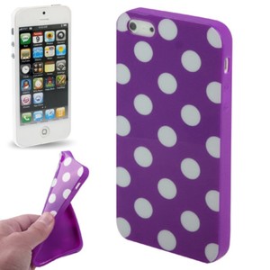 TPU Backcover H�lle gepunktet f�r Case Handy Apple iPhone SE Violett / Wei�