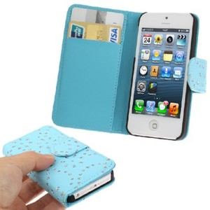 Schutzh�lle (Flip Quer) f�r Case Handy Apple iPhone SE Hellblau