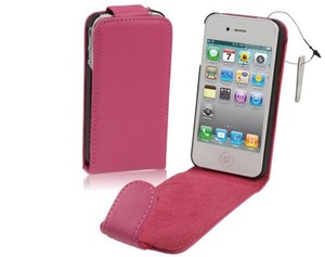 Echt Case Handy Tasche Flip d�nn f�r Case Handy iPhone 4 / 4s Pink