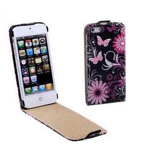  Handy Tasche Flip d�nn f�r Case Handy iPhone 5 / 5s Schmetterling Blumen