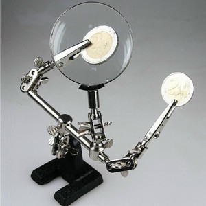 Dritte Hand mit Lupe und Klemmen Lthilfe mit Gussfuss, 2,5x Vergrerung