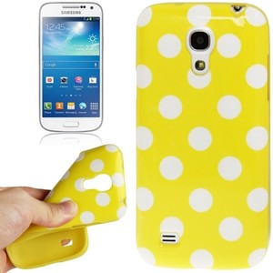 Schutzhlle Punkte TPU Case fr Handy Samsung Galaxy S4 mini i9190 gelb/weiss