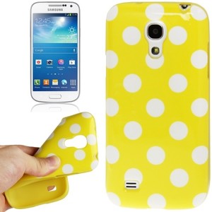 Schutzh�lle Punkte TPU Case f�r Handy Samsung Galaxy S4 mini i9190 gelb/weiss