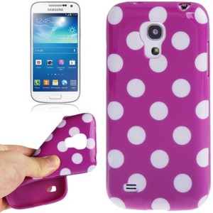 Schutzh�lle Punkte TPU Case f�r Handy Samsung Galaxy S4 mini i9190 violett/weiss