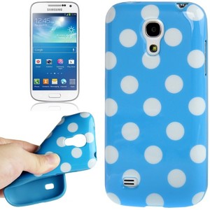 Schutzhlle Punkte TPU Case fr Handy Samsung Galaxy S4 mini i9190 blau/weiss