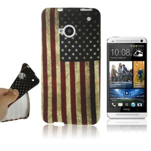Schutzhlle Retro Fahne USA Case fr Handy HTC One M7 USA