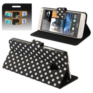 Schutzh�lle Handytasche (Flip Quer) f�r Handy HTC One mini M4 Schwarz / Wei�