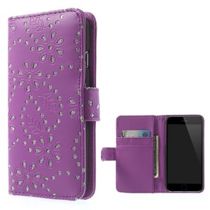  Handytasche Flip Strass f�r Case Handy Apple iPhone 6 (4,7 Zoll) Lila / Violett
