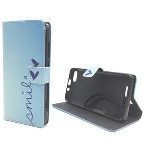  Handyhlle Tasche fr Case Handy Wiko Lenny 3 Schriftzug Smile Blau