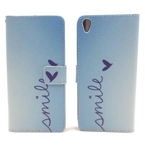  Handyhlle Tasche fr Case Handy Sony Xperia XA Schriftzug Smile Blau