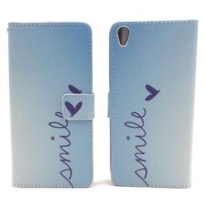  Handyh�lle Tasche f�r Case Handy Sony Xperia XA Schriftzug Smile Blau