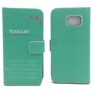 Handyh�lle Tasche f�r Handy Samsung Galaxy S6 TO DO LIST T�rkis