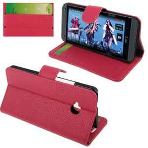 Handyhlle Horizontal Flip mit Credit Card Slots fr HTC One M7 Pink