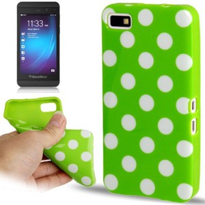 Schutzh�lle TPU Punkte Case f�r Handy Blackberry Z10 gr�n