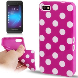 Schutzh�lle TPU Punkte Case f�r Handy Blackberry Z10 pink