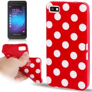 Schutzh�lle TPU Punkte Case f�r Handy Blackberry Z10 rot