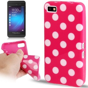 Schutzhlle TPU Punkte Case fr Handy Blackberry Z10 rosa
