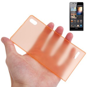 Schutzh�lle Case Ultra D�nn 0,3mm f�r Handy Huawei Ascend P6 Orange Transparent